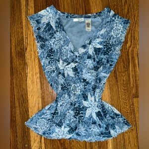 Vintage blue floral. Spring/Summer top.
